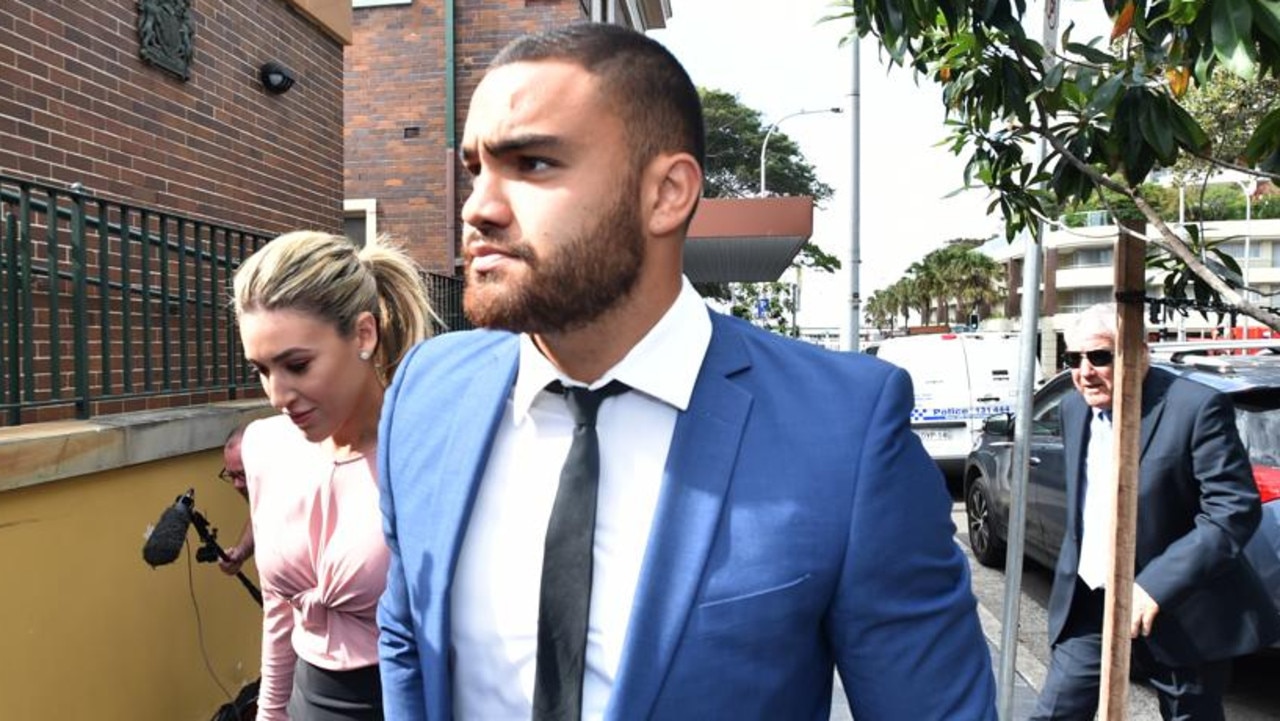 Dylan Walker arrives at Manly Local Court.