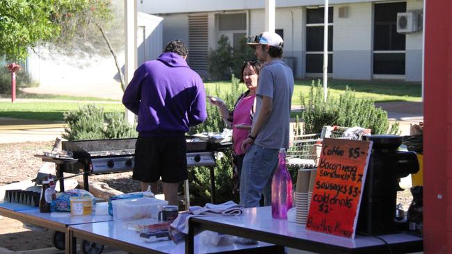 The Braitling Primary School snag stand, outside the school's voting centre in Alice Springs for the 2025 federal election, May 3, 2025. Picture: Gera Kazakov