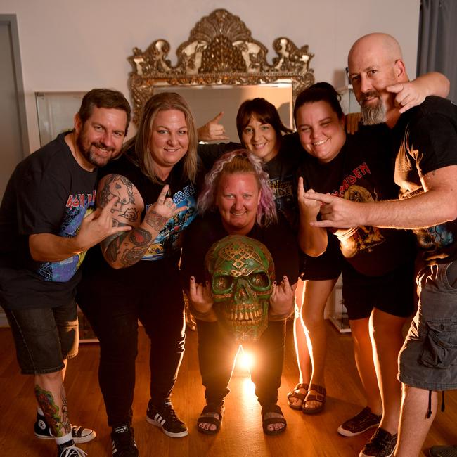 Chris and Trish Irvine, Rebekah Bennett, Jess Gorman, Kylie Berry-Porter and Arik Anidjar are part of the FB group Bring Iron Maiden To Townsville. Picture: Evan Morgan