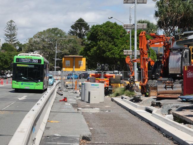 Light rail works at Burleigh. Picture: Glenn Hampson.