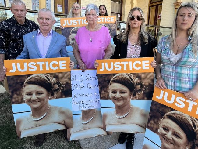 Friends and family of Sheree Robertson doing a peaceful protest outside Maryborough Courthouse.