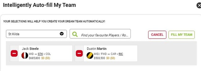 Use Intelligent Auto Fill to to pick a KFC SuperCoach AFL team in just a few minutes.