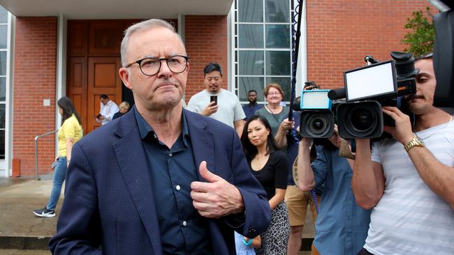 Labor leader Anthony Albanese outside St Monica’s Cathedral in Cairns. Picture: Toby Zerna