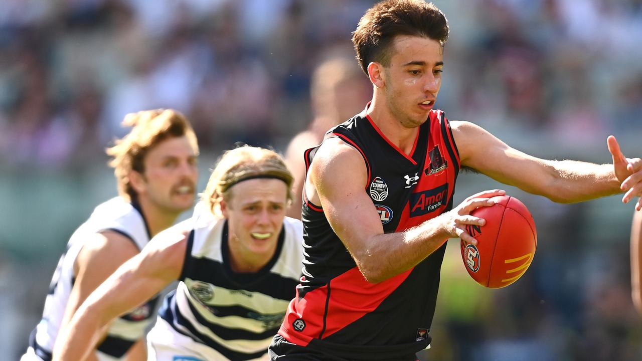 Nic Martin kicked five goals in a stunning debut for the Bombers. Picture: Getty Images