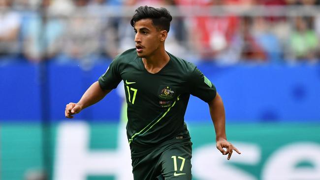 Australia's forward Daniel Arzani. / AFP PHOTO / Fabrice COFFRINI