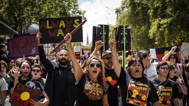 Greens Senator Lidia Thorpe takes part in the Invasion Day rally in Melbourne.