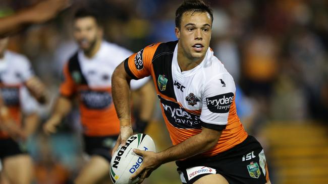 Luke Brooks stepped up for the Tigers against the Storm. Picture: Brett Costello