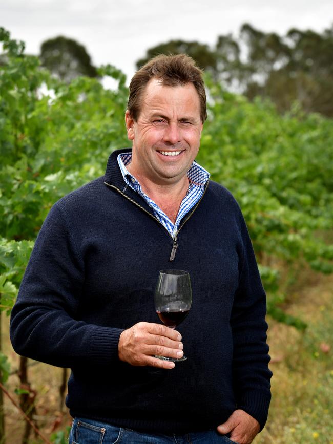 Coonawarra Vignerons president Pete Balnaves, pictured among the vineyard at his property, Balnaves of Coonawarra. Picture: Bianca De Marchi