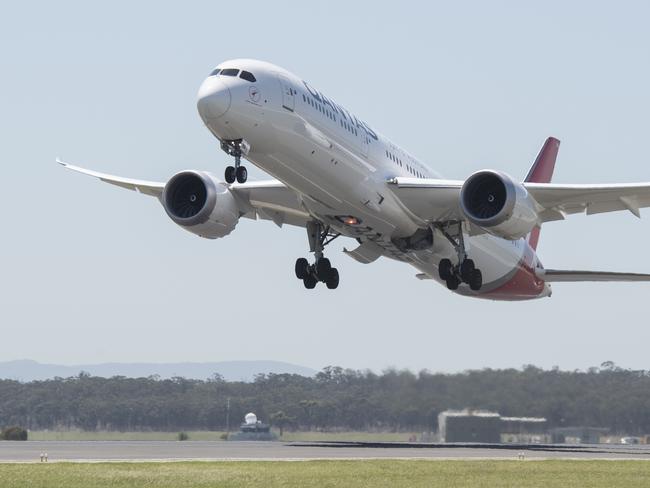 The first commercial flight of the Qantas Boeing 787 Dreamliner aircraft on December 15, 2017 in Melbourne, Australia.