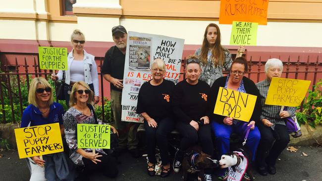 Animal activists outside Newcastle Local Court as Nathan Thompson faced his sentencing in 2015. Pic: Peter Lorimer