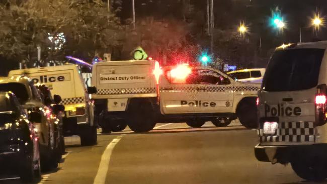 A crime scene outside Kirwan Police Station following a shooting on July 6. Picture: Natasha Emeck