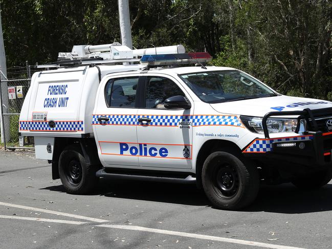 Police Forensic Crash Unit leaving Lakeside Park, Queensland Raceways, where there has been critical incident involving a motor bike crash, Kurwongbah. Photographer: Liam Kidston.