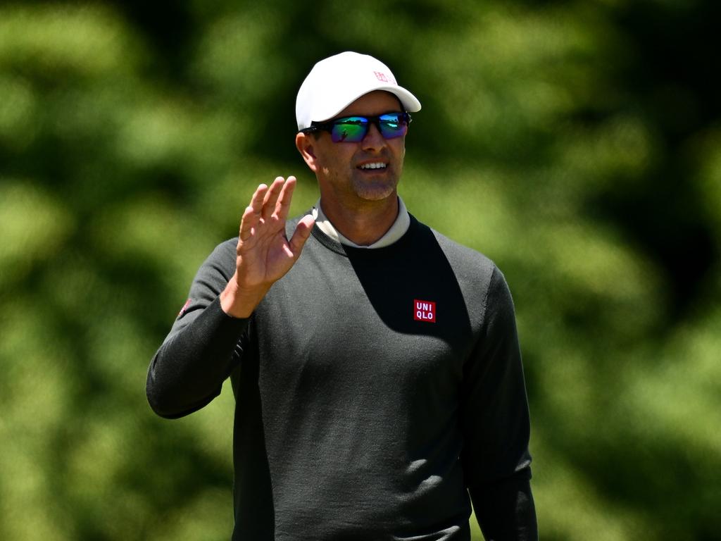 HAMILTON, ONTARIO - MAY 31: Adam Scott of Australia waves on the second green during the second round of the RBC Canadian Open at Hamilton Golf &amp; Country Club on May 31, 2024 in Hamilton, Ontario. (Photo by Minas Panagiotakis/Getty Images)