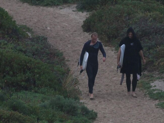 Fremantle captain Nat Fyfe pictured surfing in Margaret River amid the coronavirus border shutdown. Picture: ABC