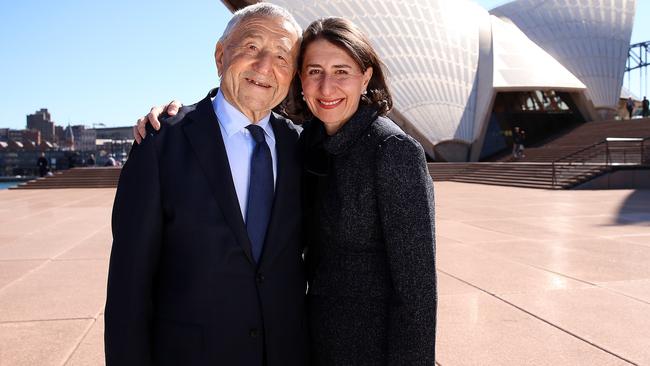 Gladys Berejiklian with her dad Krikor at the Opera House. Picture: Sam Ruttyn