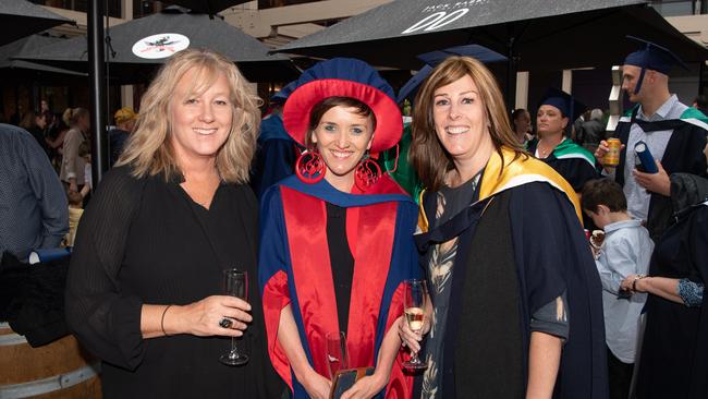 03-10-2023 Deakin University education graduations at the waterfront campus. Robin Bellingham, Eve Mayes and Jo Collins