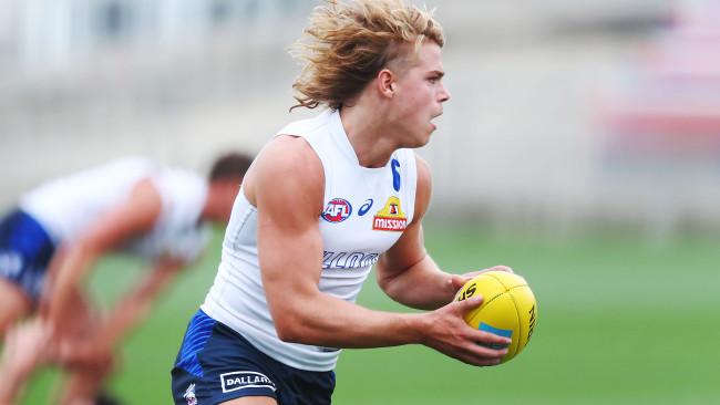 Bailey Smith in action at Western Bulldogs training.