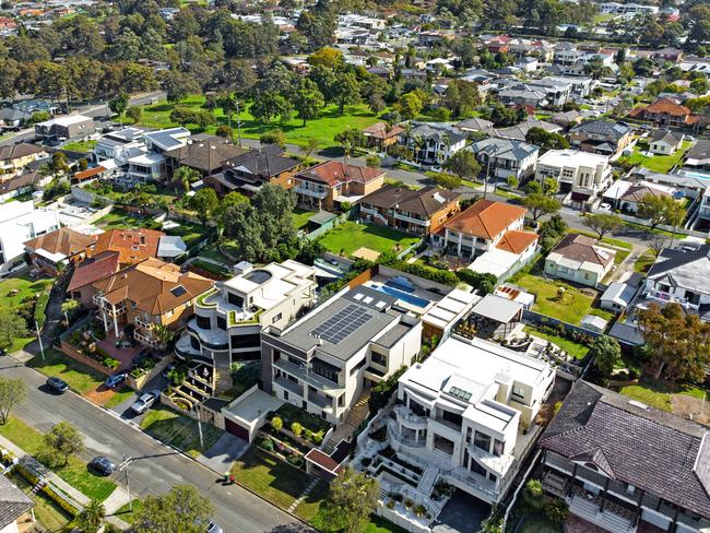 RECORD SALE IN BANKSTOWN:  82 Fenwick St, Bankstown sold for a breaking breading $3.5m - the highest price ever paid for a house in Bankstown.  Aerial images show the home is on a strip with other large houses. Picture: Pace Property. NSW real estate.