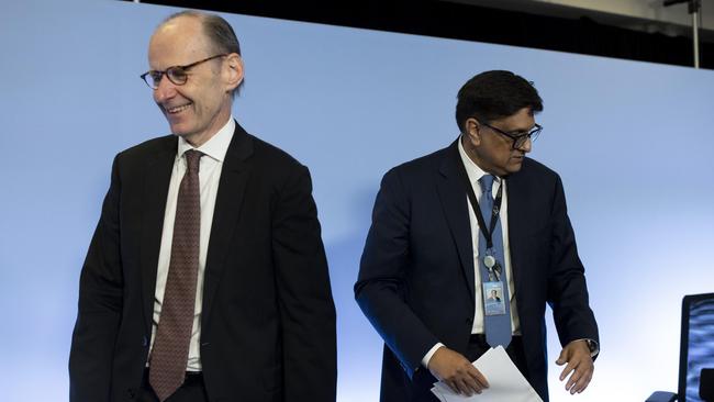 ANZ chief executive Shayne Elliott and chief financial officer Farhan Faruqui. Picture: Arsineh Houspian