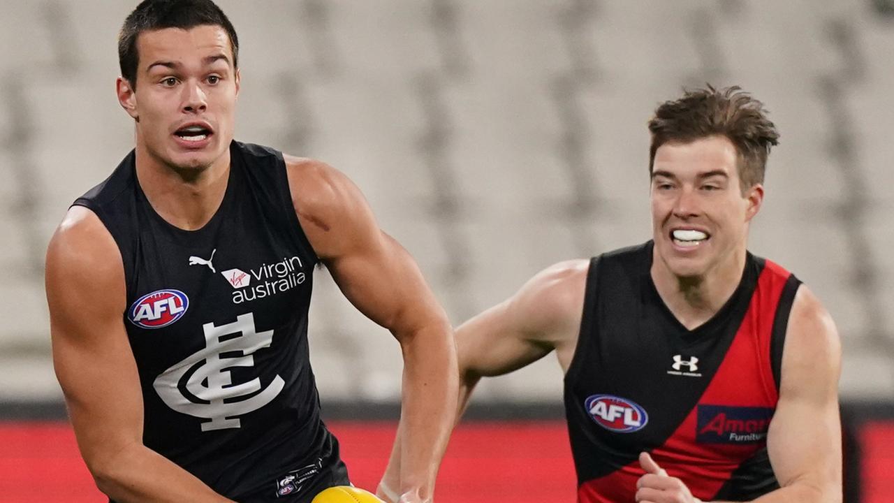 Jack Slivagni and Zach Merrett before the incident.