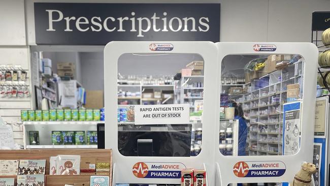 Annandale Pharmacy in Sydney’s inner west currently have no stock of Rapid Antigen Tests. Picture: Richard Dobson