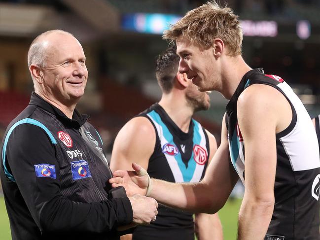 A chat with Ken Hinkley unlocked Todd Marshall’s best. Picture: Sarah Reed/AFL Photos via Getty Images