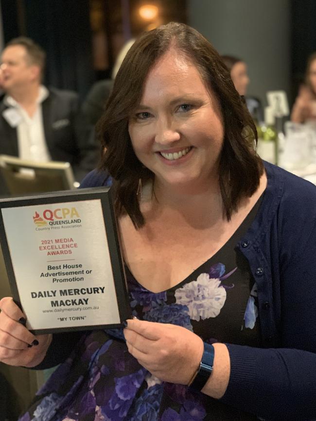 Mackay's Daily Mercury was well represented at the Queensland Country Press Association awards. Editor Rae Wilson is pictured with the award for the publication's My Town series which won the Best Promotion category. Picture: Tara Miko