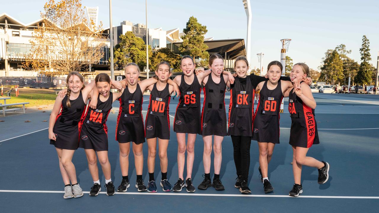 Newtown Wirth under-11 netball team pull their funniest faces.
