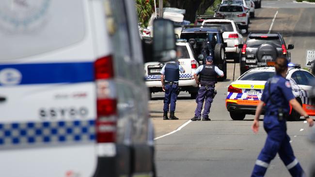 Police are seen at Universal Street in Eastlakes where the streets have been blocked off due to a police operation in Sydney, Australia. Picture: NCA NewsWire / Gaye Gerard
