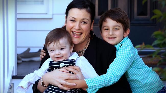 Kirsten Hartman with Hugo, 8 months, and Oscar, 7. Both children were born via IVF. Picture: Jamie Hanson