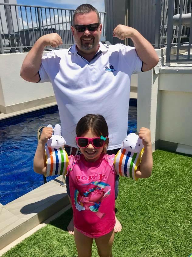 Jason Miller, 48, with his daughter Jhayda, 7, before his illness. Picture: Supplied.