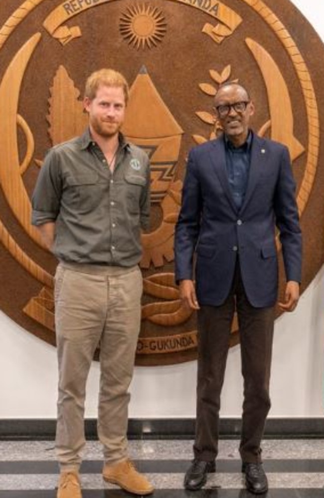 Prince Harry was received by President Kagame of Rwanda.