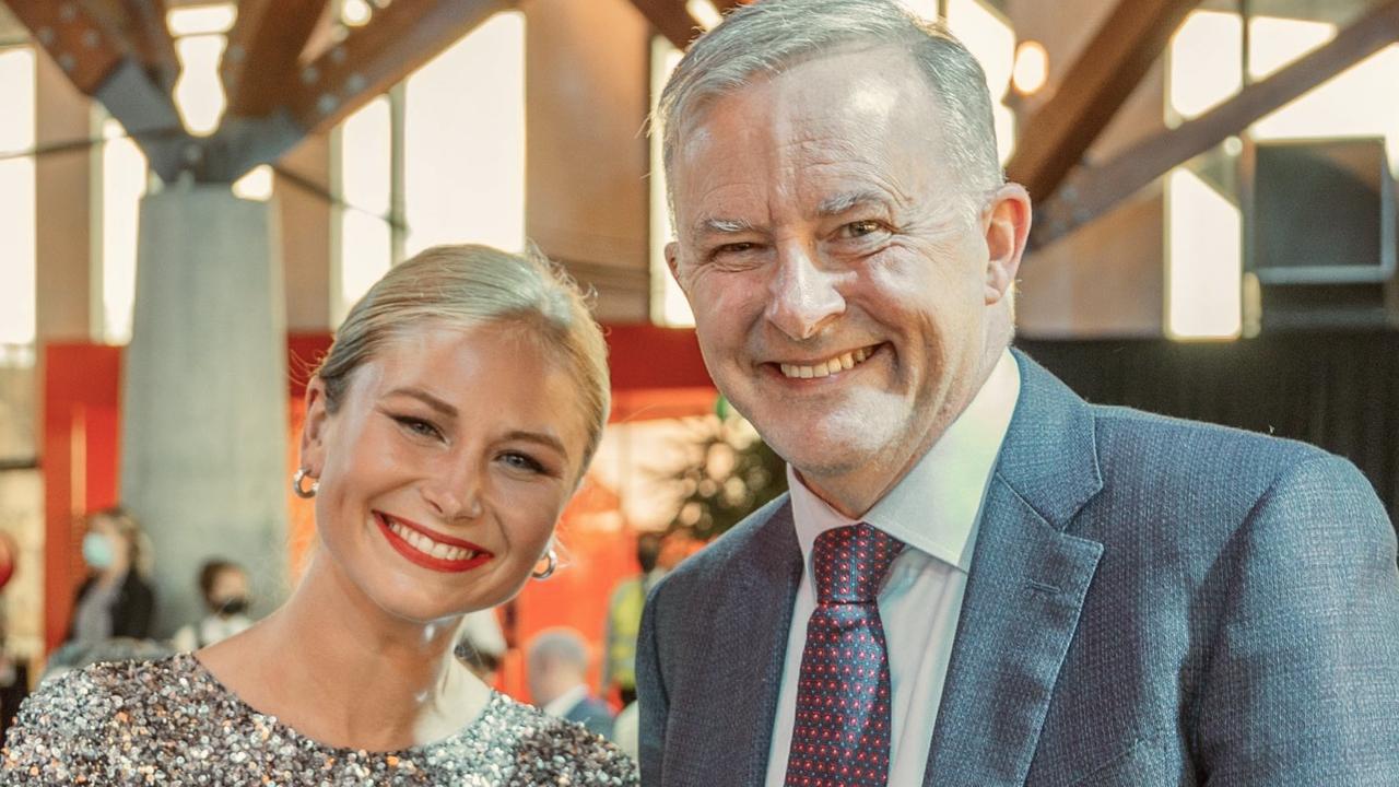 Grace Tame posted this photo with Anthony Albanese. Picture: Instagram / @tamepunk