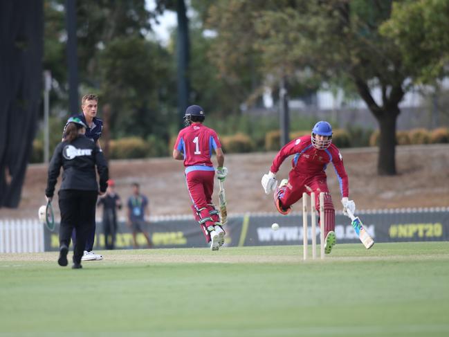 Carlton pulls off a late run out in its victory. Picture: Dean Martin