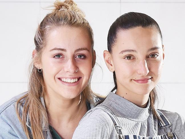 SYDNEY, AUSTRALIA - AUGUST 6, 2017: (L-R) Patricia Pemberton & Sarah Rae Anne Meacham pose during a photo shoot on the set of Dry Land at Kings Cross Hotel on August 6, 2017 in Sydney, Australia. (Photo by Troy Snook/News Corp Australia)