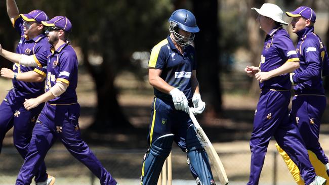 Altona celebrates a wicket against Plenty Valley. Picture: Mark Dadswell