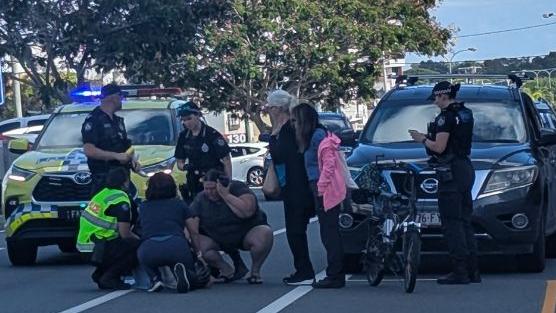 Cyclist injured after slamming into open car door on Scarborough St and Hinze St at Southport. Picture: Alex Treacy.