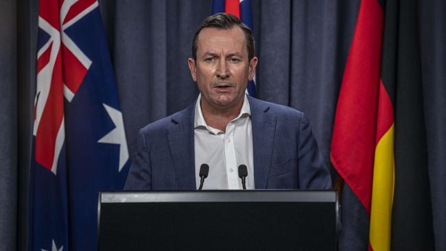 Premier of Western Australia, Mark McGowan, speaks to the media. Picture: NCA NewsWire / Tony McDonough