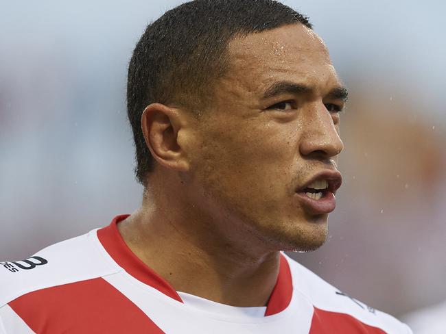 WOLLONGONG, AUSTRALIA - MARCH 15: Tyson Frizell of the Dragons looks on during the round 1 NRL match between the St George Illawarra Dragons and the Wests Tigers at WIN Stadium on March 15, 2020 in Wollongong, Australia. (Photo by Brett Hemmings/Getty Images)