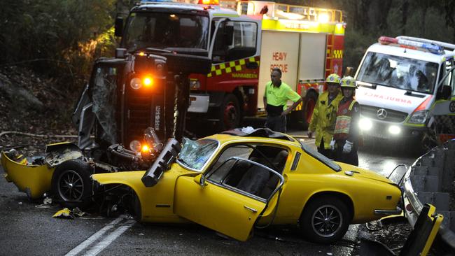 A two vehicle accident on McCarrs Creek Rd. Picture: News Corp.