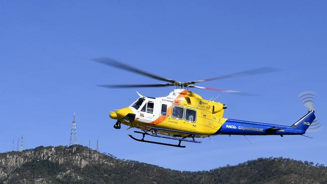 The RACQ CQ Rescue chopper was deployed as part of the search around the Finch Hatton and Eungella following reports of an aircraft crash. Picture: RACQ CQ Rescue