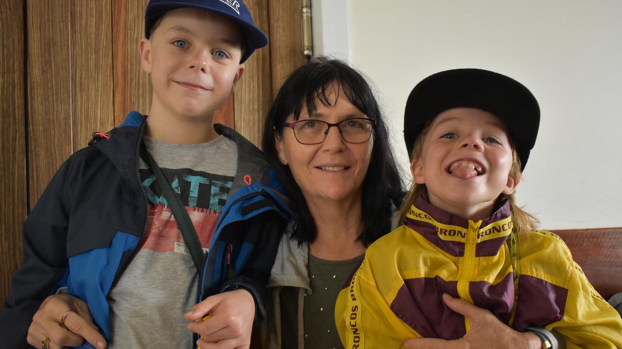 Marlies Krobath with Anton, 11, and Sunny, 8. They popped in to buy some sweet treats and support Eungella General Store owners Jamie Mussig and Michaela Pritchard on their last day of trade. Picture: Heidi Petith