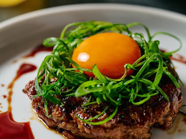 The duck hamburg is an upper-middle bogan riff on Tokyo’s tsukune. Picture: Michael Pham.