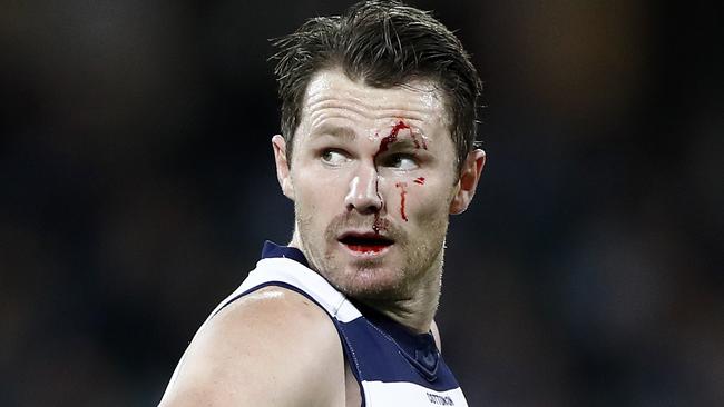 A bloodied Patrick Dangerfield gave Geelong spark. Picture: Getty Images