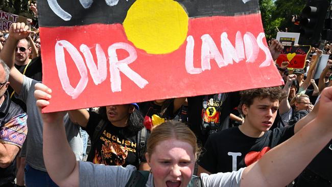 Crowds demonstrate their support for a treaty. Picture: Getty Images