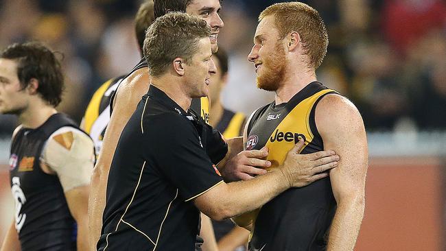 Vlastuin with coach Damien Hardwick. Picture: Wayne Ludbey