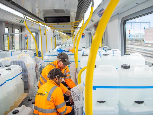 The Metro Tunnel team loaded a whopping 134,000kg of water into trains to conduct safety testing. Picture: Metro Tunnel