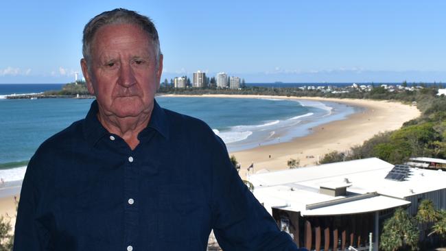 John Vine at his unit in Mooloolaba, which he rents out as short-term accommodation for eight months of the year.