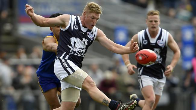 WRFL Division 1 grand final: Deer Park V Hoppers Crossing at Whitten Oval, Footscray. Hoppers Crossing player Reece Miles. Picture: Andy Brownbill