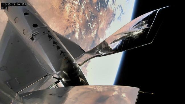 Virgin Galactic’s VSS Unity in space over New Mexico in 2018. Picture: AFP